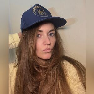 Vintage 80s Song of america Cruise Ship Blue Mesh gold Embroidered Trucker hat